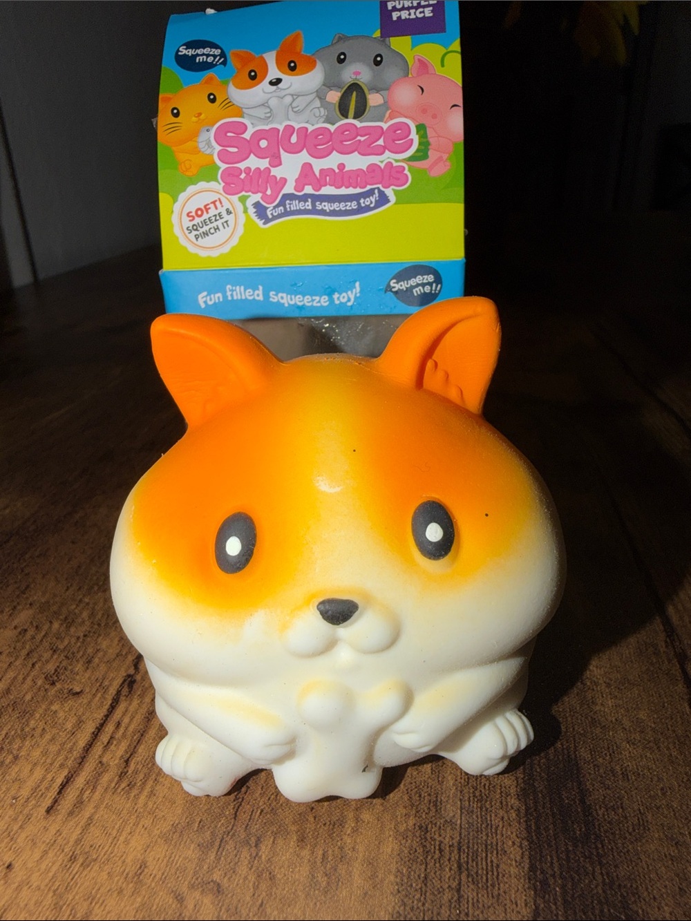 Squeeze silly Animals Orange & White Squishy Pet Toy Adorable